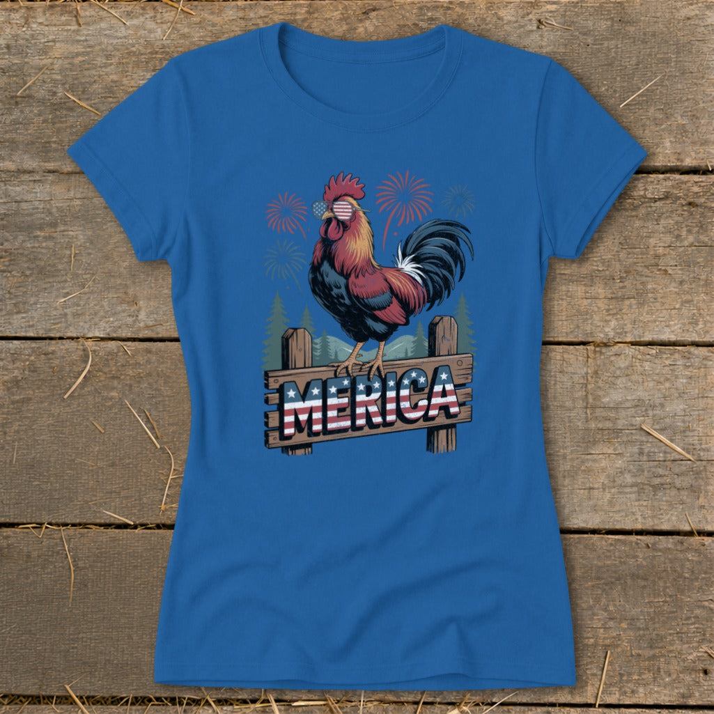 Merica Rooster Ladies Tee