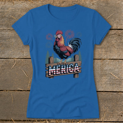 Merica Rooster Ladies Tee