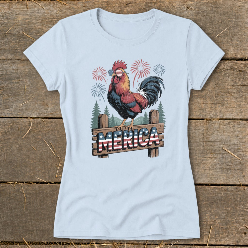 Merica Rooster Ladies Tee