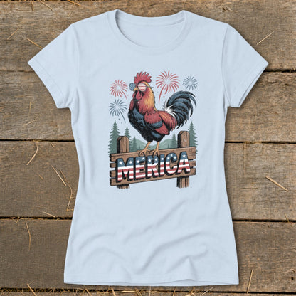 Merica Rooster Ladies Tee