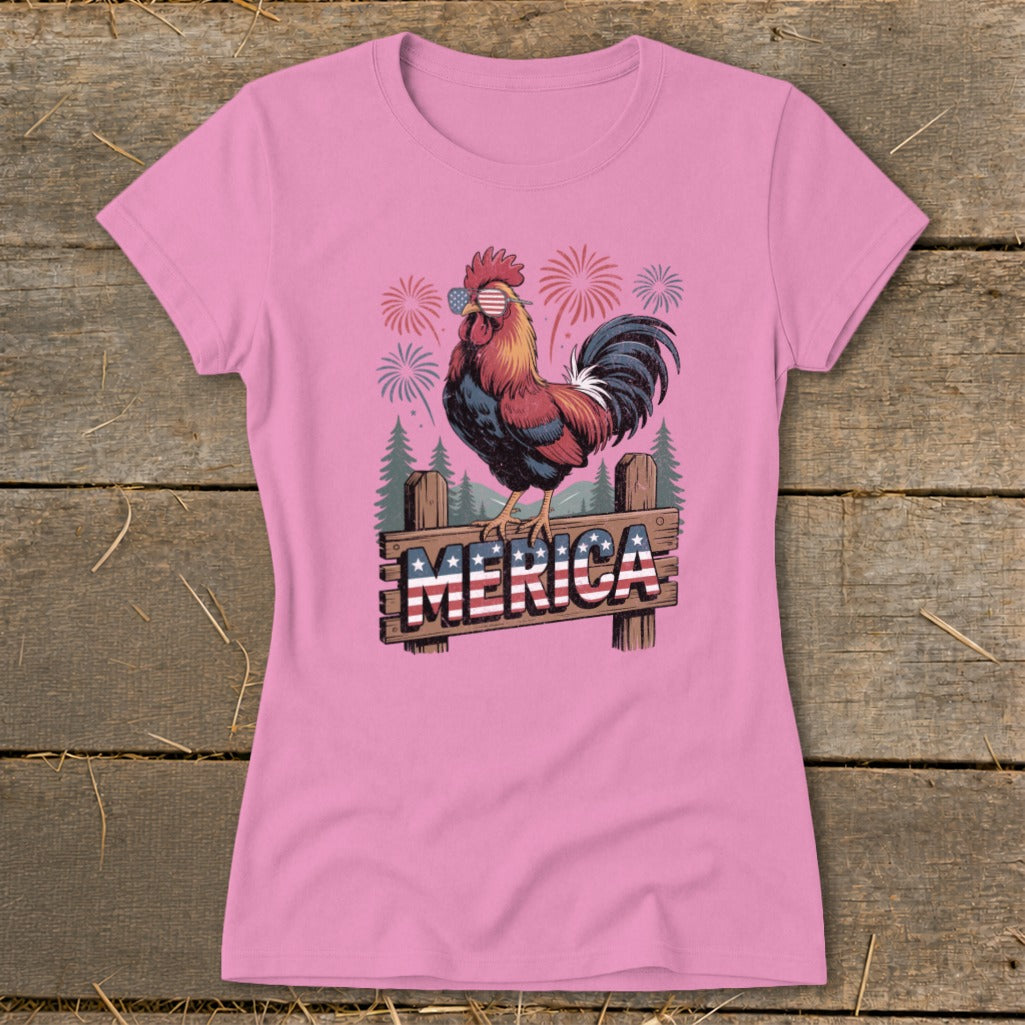 Merica Rooster Ladies Tee