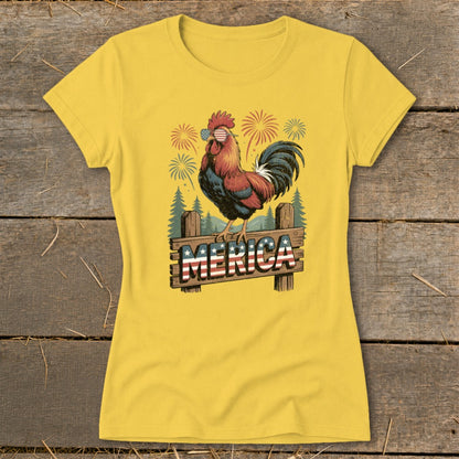 Merica Rooster Ladies Tee
