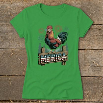 Merica Rooster Ladies Tee