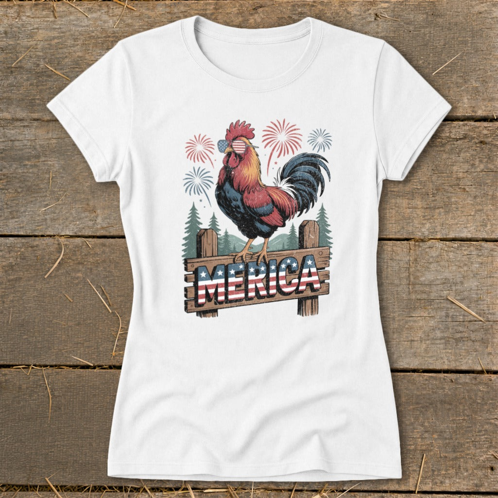Merica Rooster Ladies Tee
