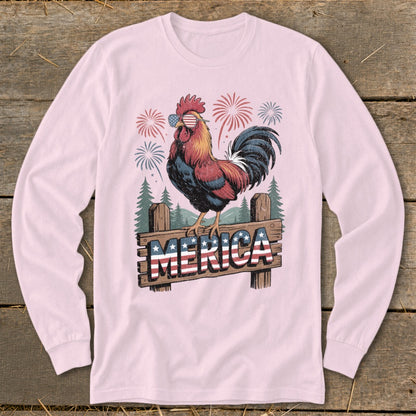 Merica Rooster Long Sleeve Tee