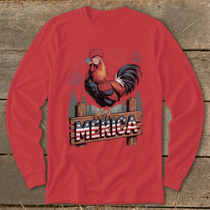 Merica Rooster Long Sleeve Tee