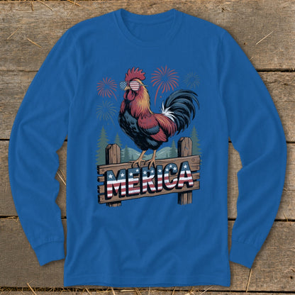 Merica Rooster Long Sleeve Tee