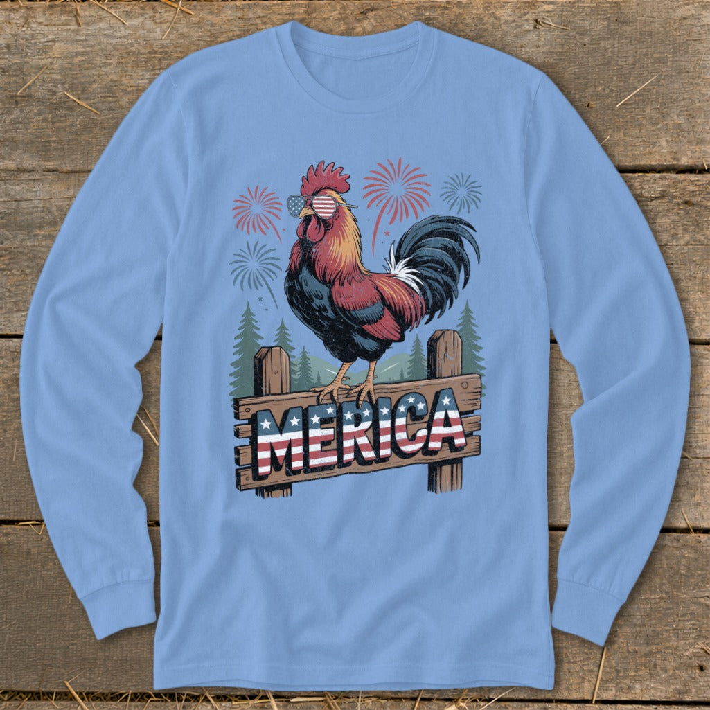 Merica Rooster Long Sleeve Tee