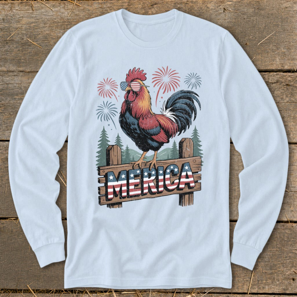 Merica Rooster Long Sleeve Tee