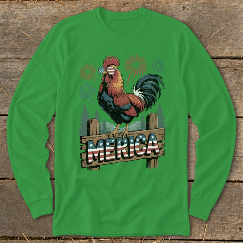 Merica Rooster Long Sleeve Tee