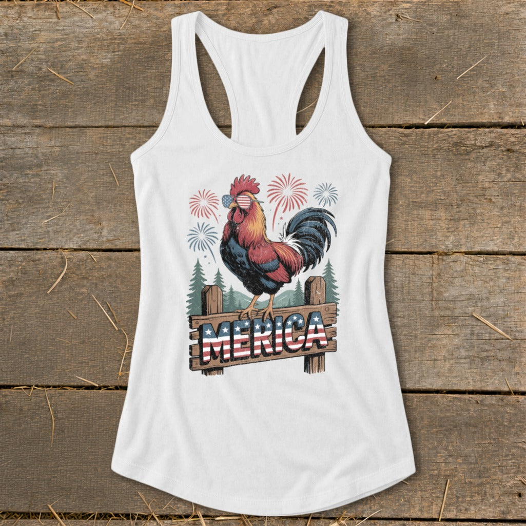 Merica Rooster Racerback Tank