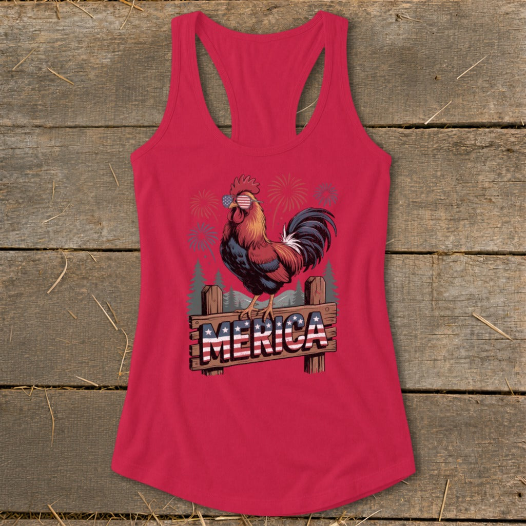 Merica Rooster Racerback Tank