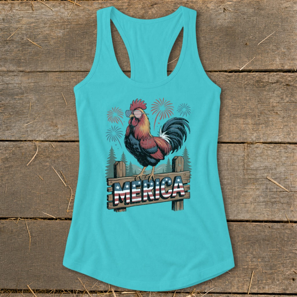 Merica Rooster Racerback Tank