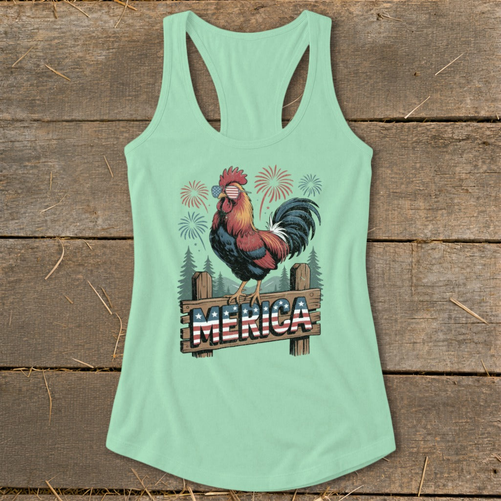 Merica Rooster Racerback Tank