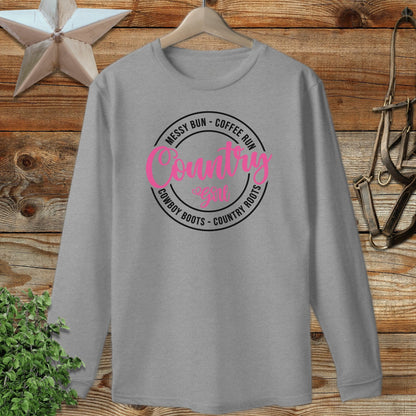 Messy Bun Coffee Run Long Sleeve Tee