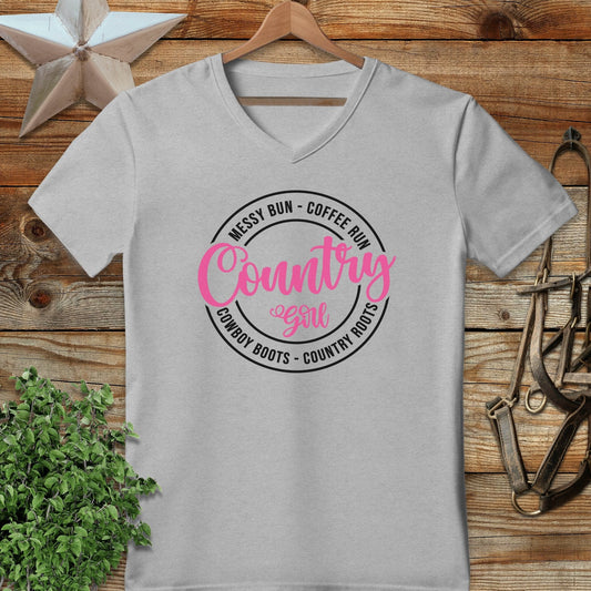 Messy Bun Coffee Run V-neck