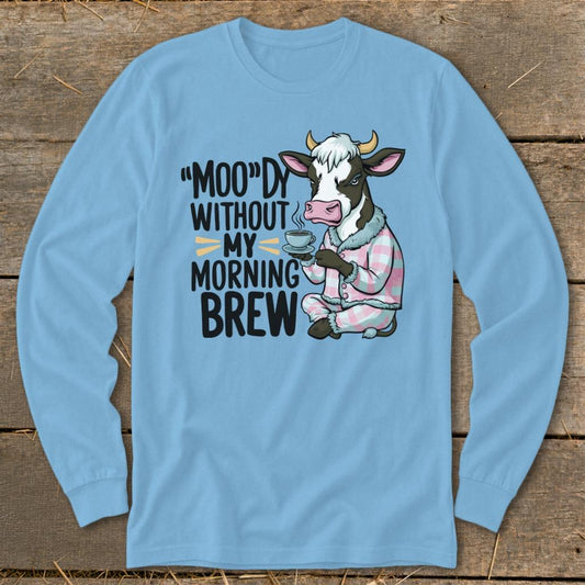 Moody Morning Brew Long Sleeve Tee - Light Blue