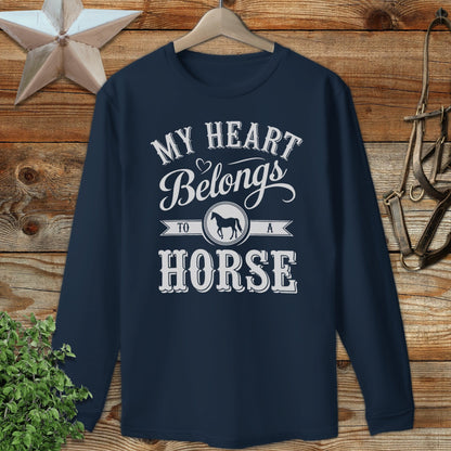 My Heart Belongs To A Horse Long Sleeve Tee