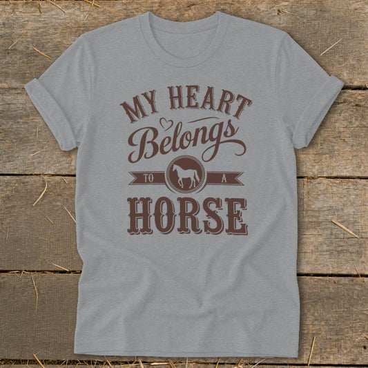 My Heart Belongs To A Horse Softstyle Tee - Sport Grey