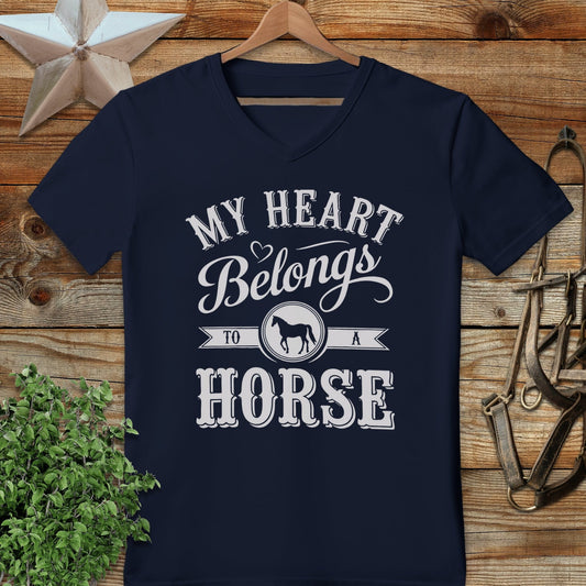 My Heart Belongs To A Horse V-neck