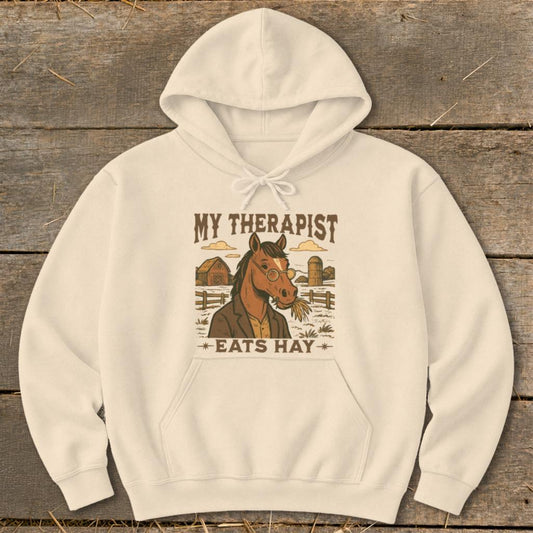 My Therapist Eats Hay Hoodie - Sand