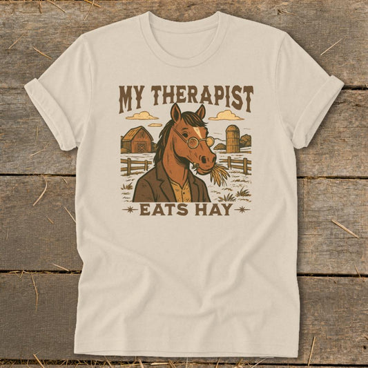 My Therapist Eats Hay Softstyle Tee - Sand