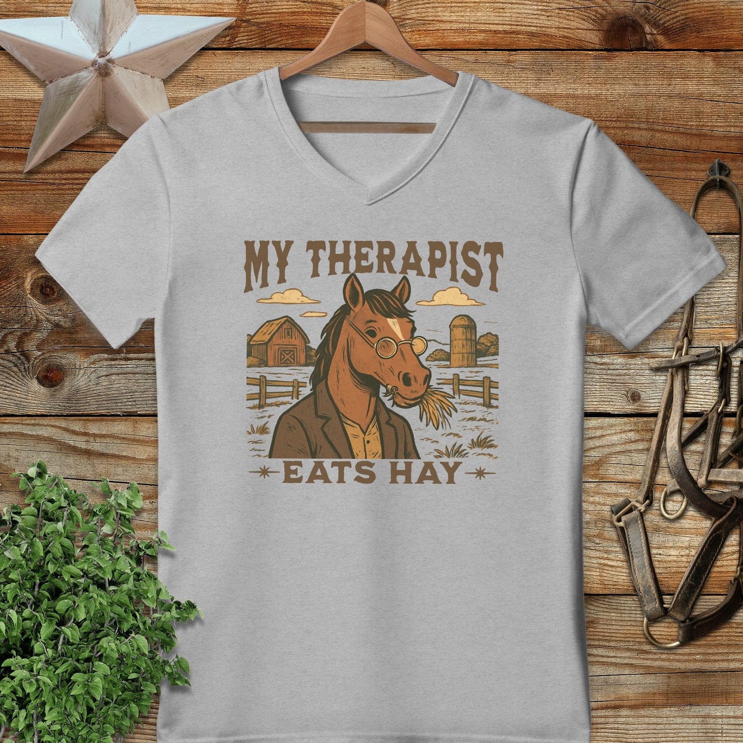 My Therapist Eats Hay V-neck
