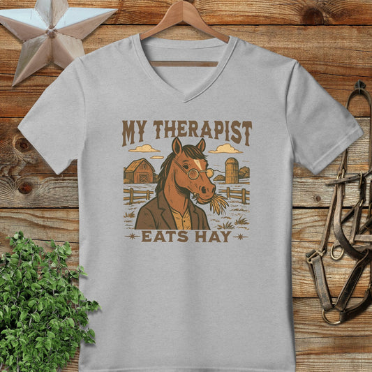 My Therapist Eats Hay V-neck
