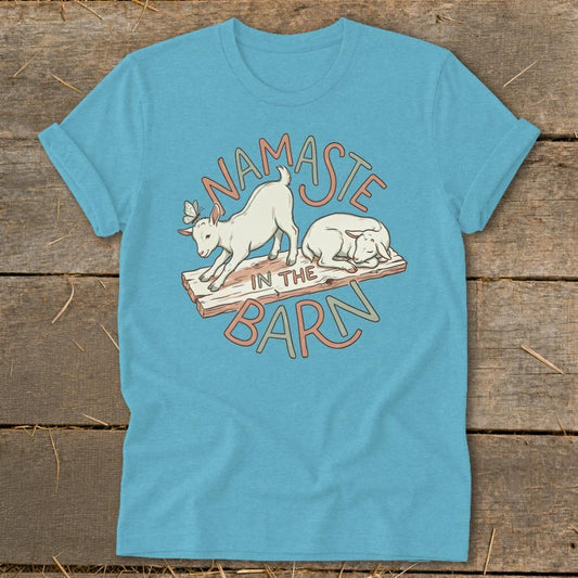 Namaste in the Barn Softstyle Tee - Heather Aqua