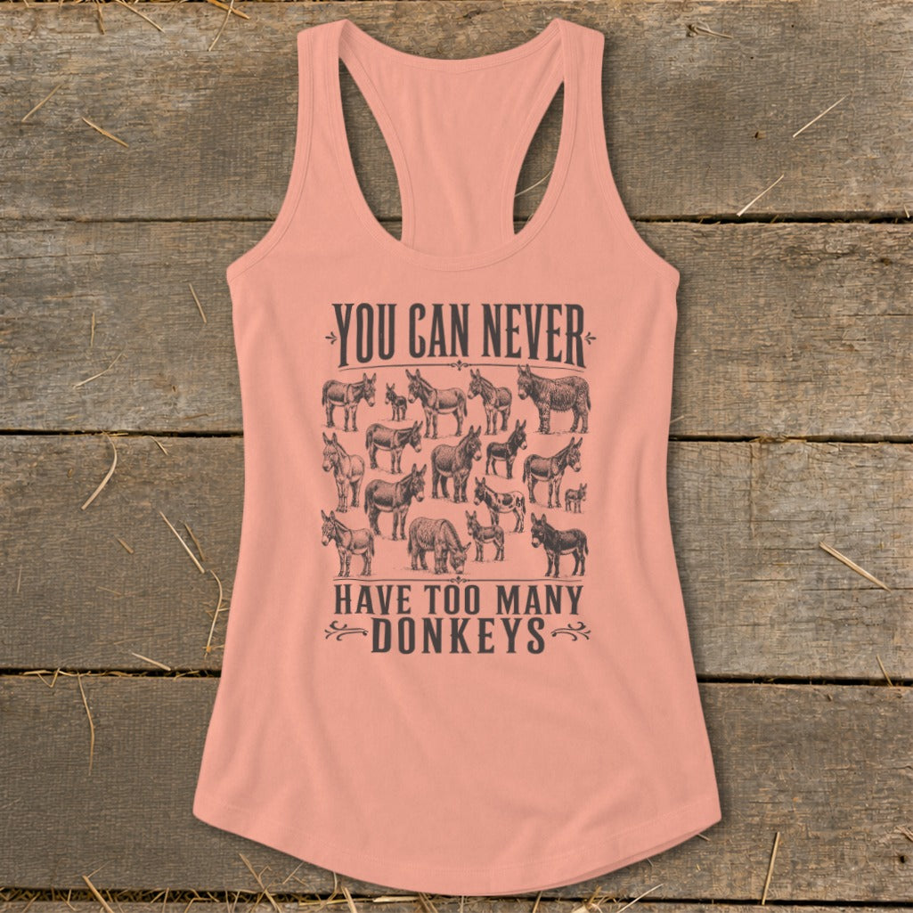 Never Too Many Donkeys Racerback Tank