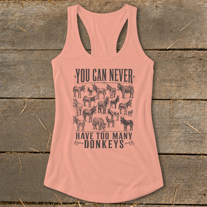 Never Too Many Donkeys Racerback Tank