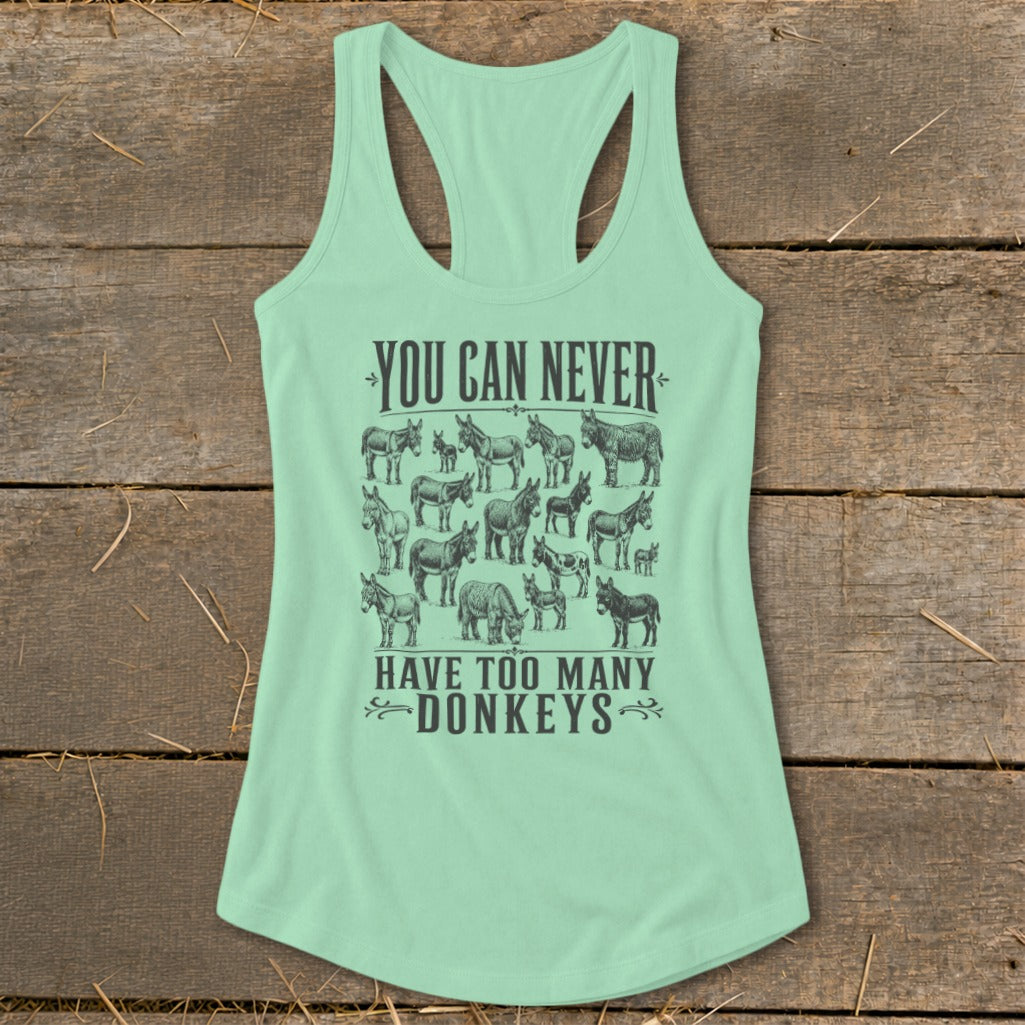 Never Too Many Donkeys Racerback Tank
