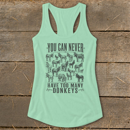 Never Too Many Donkeys Racerback Tank
