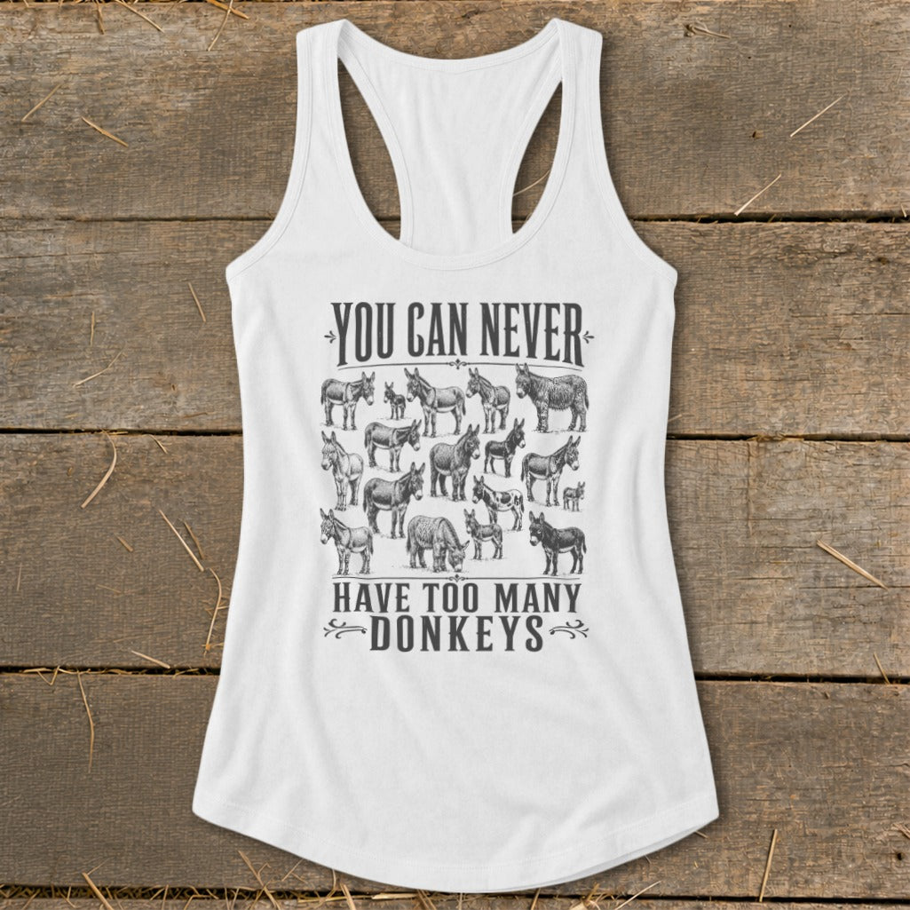 Never Too Many Donkeys Racerback Tank