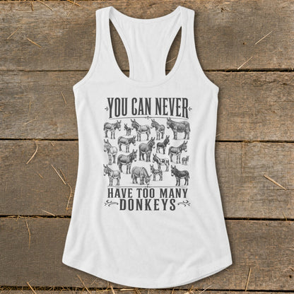 Never Too Many Donkeys Racerback Tank
