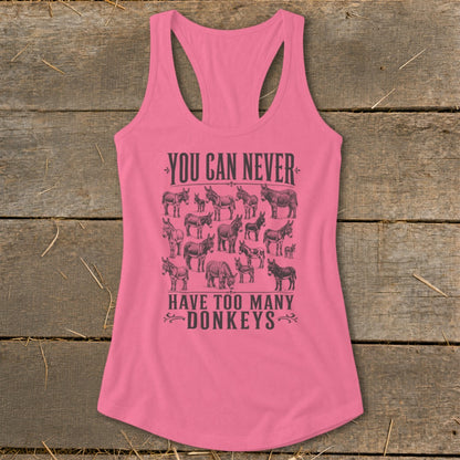 Never Too Many Donkeys Racerback Tank