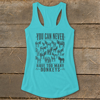 Never Too Many Donkeys Racerback Tank