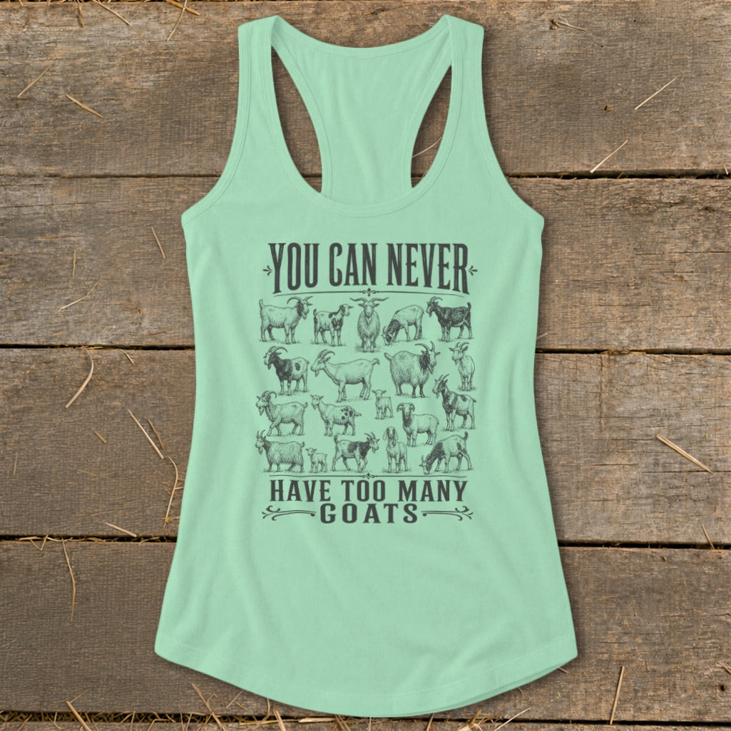 Never Too Many Goats Racerback Tank