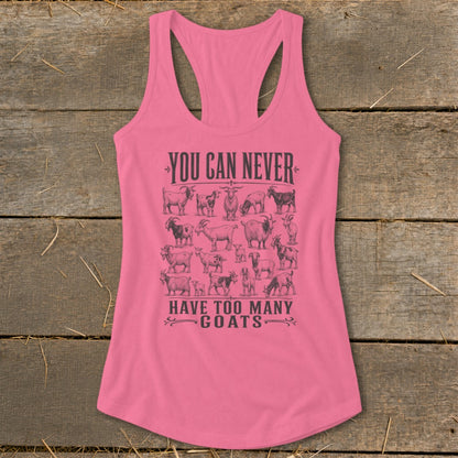 Never Too Many Goats Racerback Tank