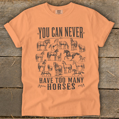 Never Too Many Horses Signature Tee
