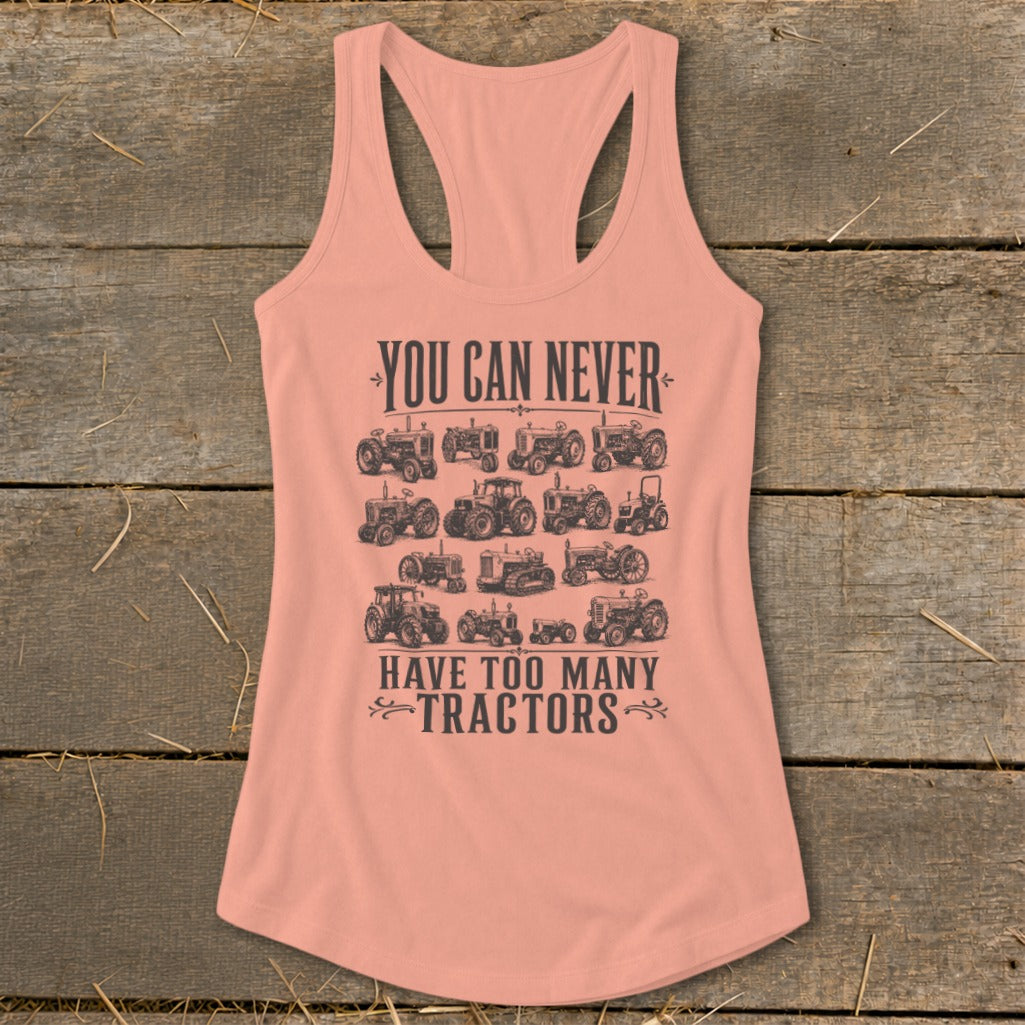 Never Too Many Tractors Racerback Tank