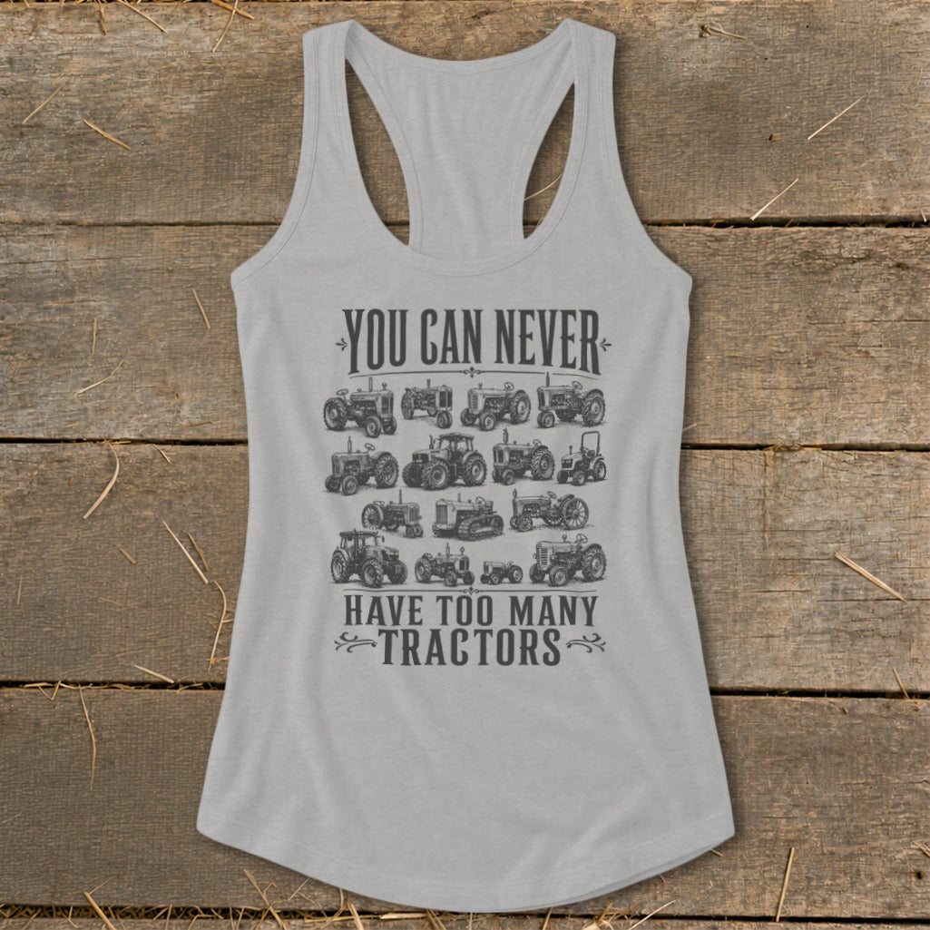 Never Too Many Tractors Racerback Tank