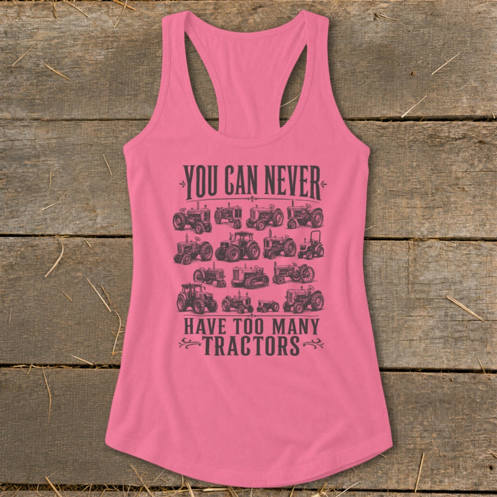 Never Too Many Tractors Racerback Tank