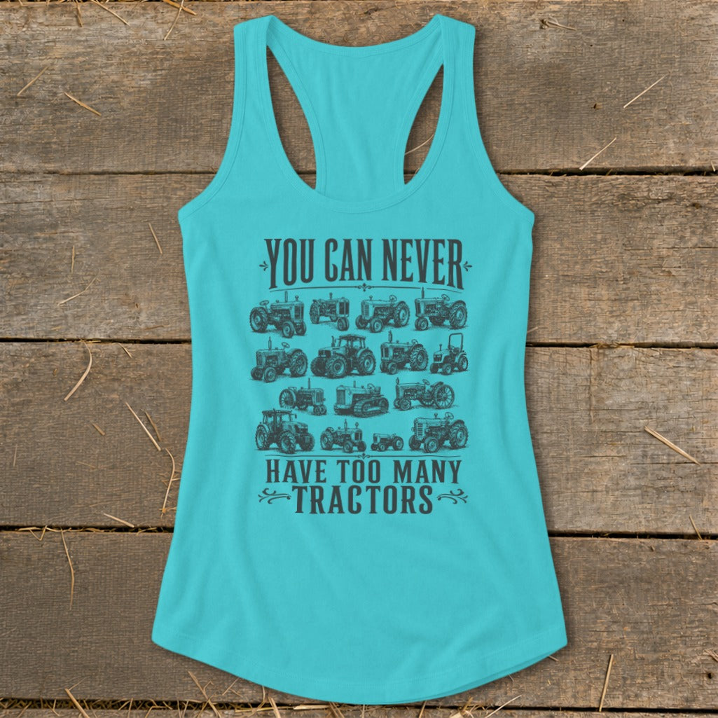 Never Too Many Tractors Racerback Tank