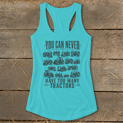 Never Too Many Tractors Racerback Tank