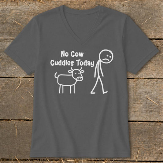 No Cow Cuddles Today V-neck - Asphalt