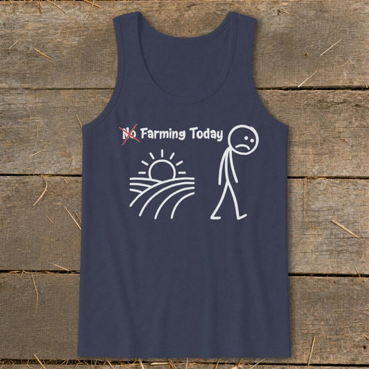 No Farming Today Tank Top - Navy