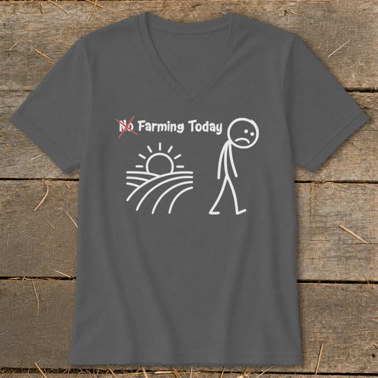 No Farming Today V-neck - Asphalt