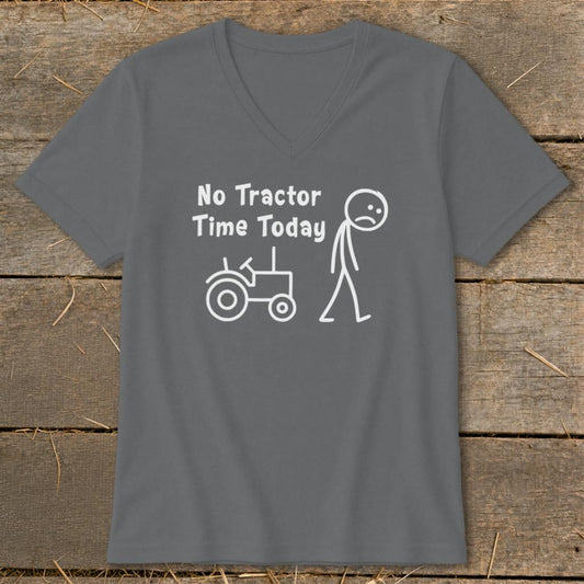No Tractor Time Today V-neck - Asphalt
