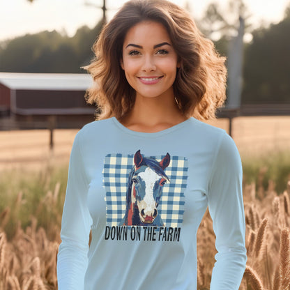 On The Farm Horse Long Sleeve Tee